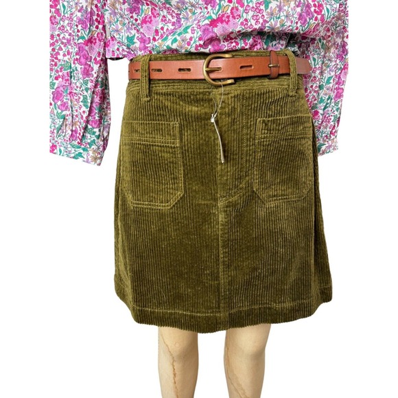 MADEWELL Skirt High Rise Dark Green Corduroy‎ Knee Mini Waist 28 NWT - Picture 4 of 7